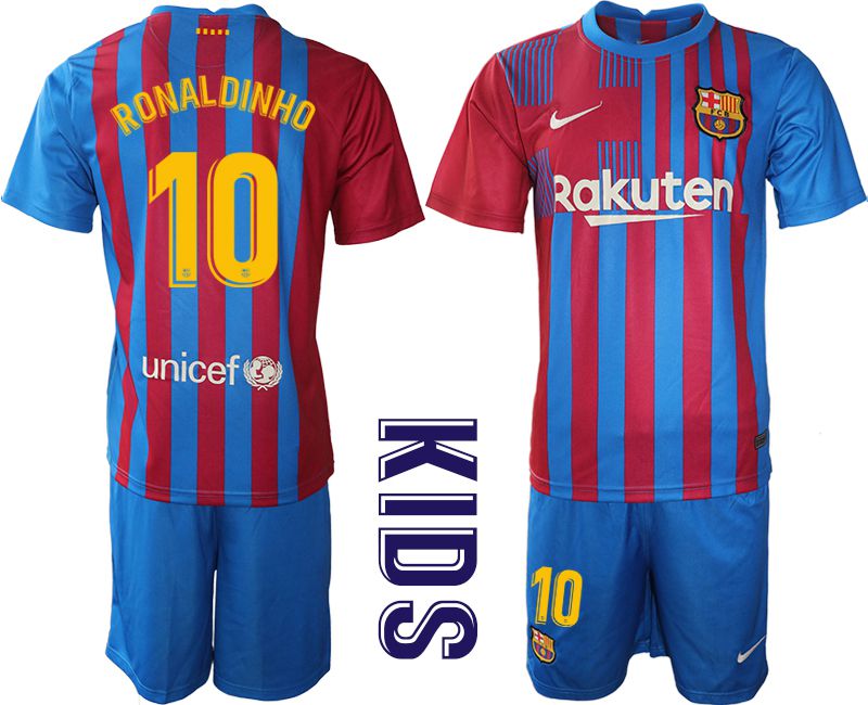 Youth 2021-2022 Club Barcelona home blue #10 Nike Soccer Jersey